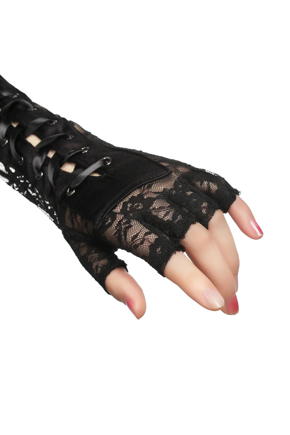 womens goth corset lace gloves