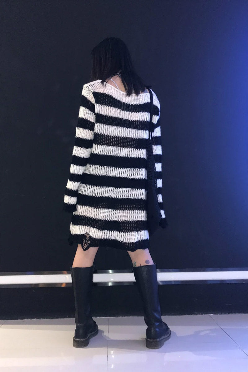black and white striped sweater