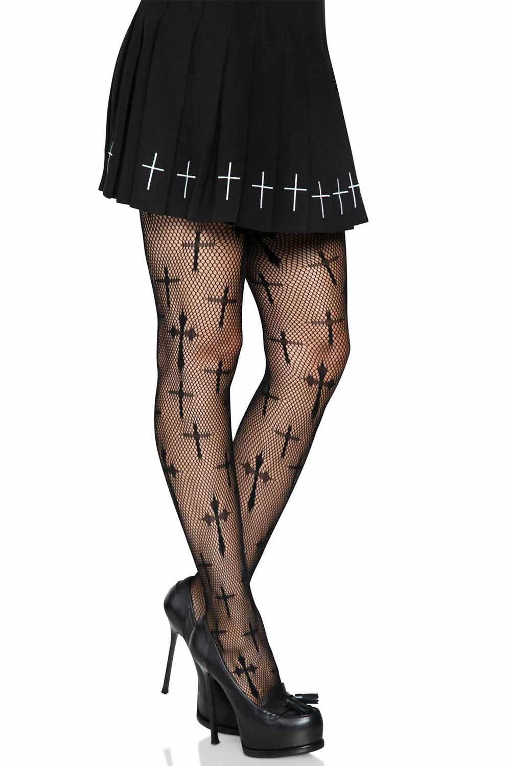 Worship Me Cross Net Tights