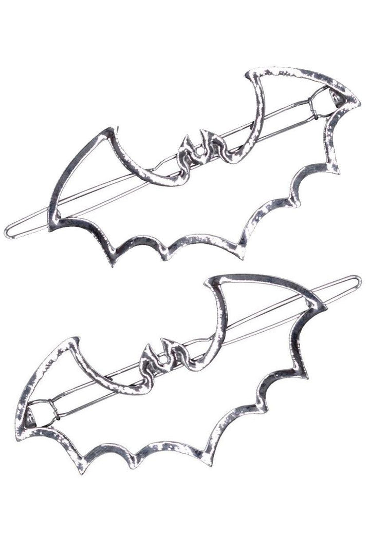 Kreepsville Bat Outline Metal Hair Clips [Pair] - VampireFreaks
