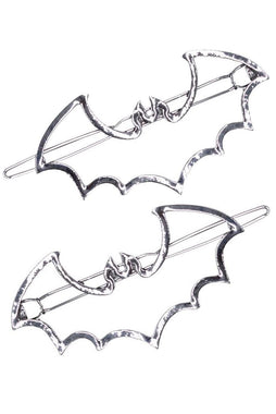 Bat Outline Metal Hair Clips [Pair]