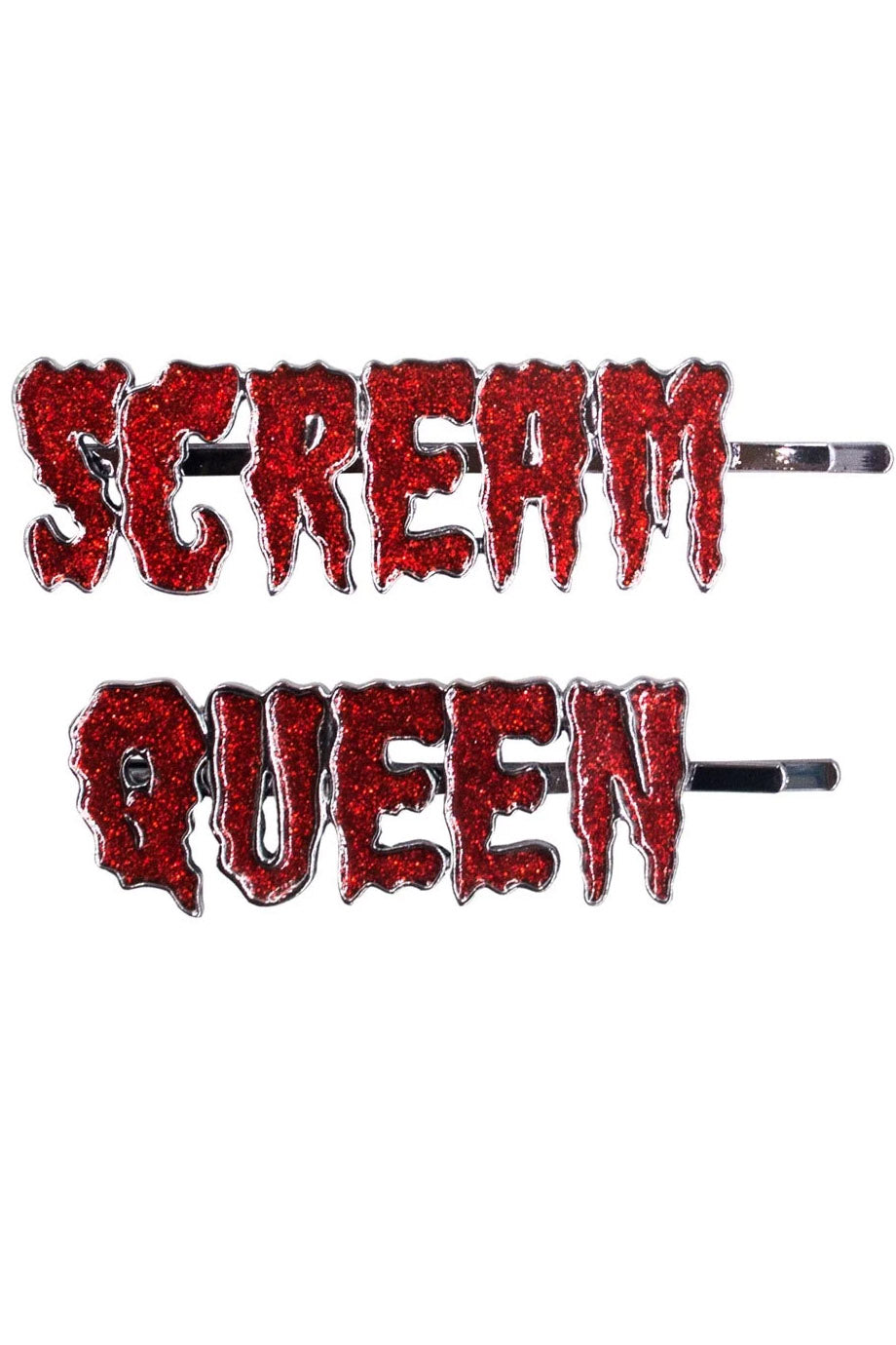 Scream Queen Glitter Text Hair Slides