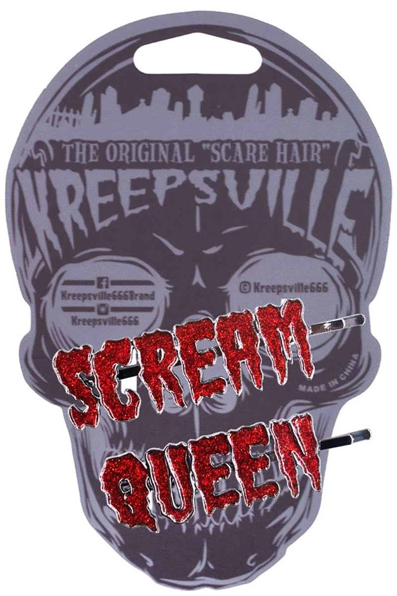 Scream Queen Glitter Text Hair Slides