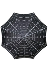 Kreepsville Skull Handle Spiderweb Umbrella - Vampirefreaks Store