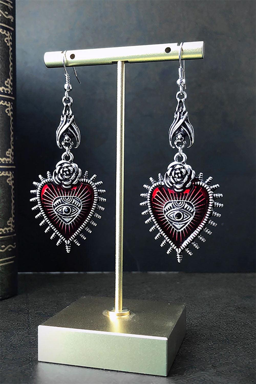 Catalyst Conjuring Occult Heart Earrings - VampireFreaks
