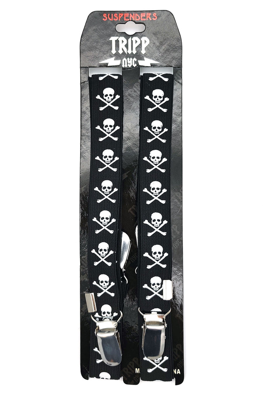 novelty emo skull and crossbones suspenders