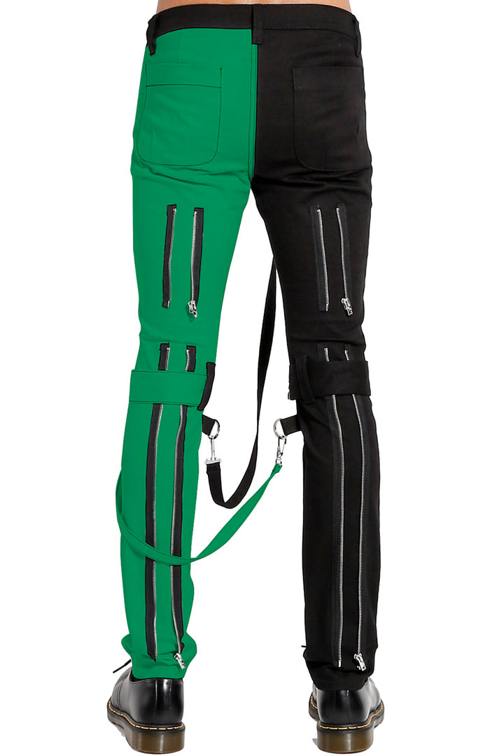 Tripp Split Leg Bondage Pants (Black / Green) - Vampirefreaks Store