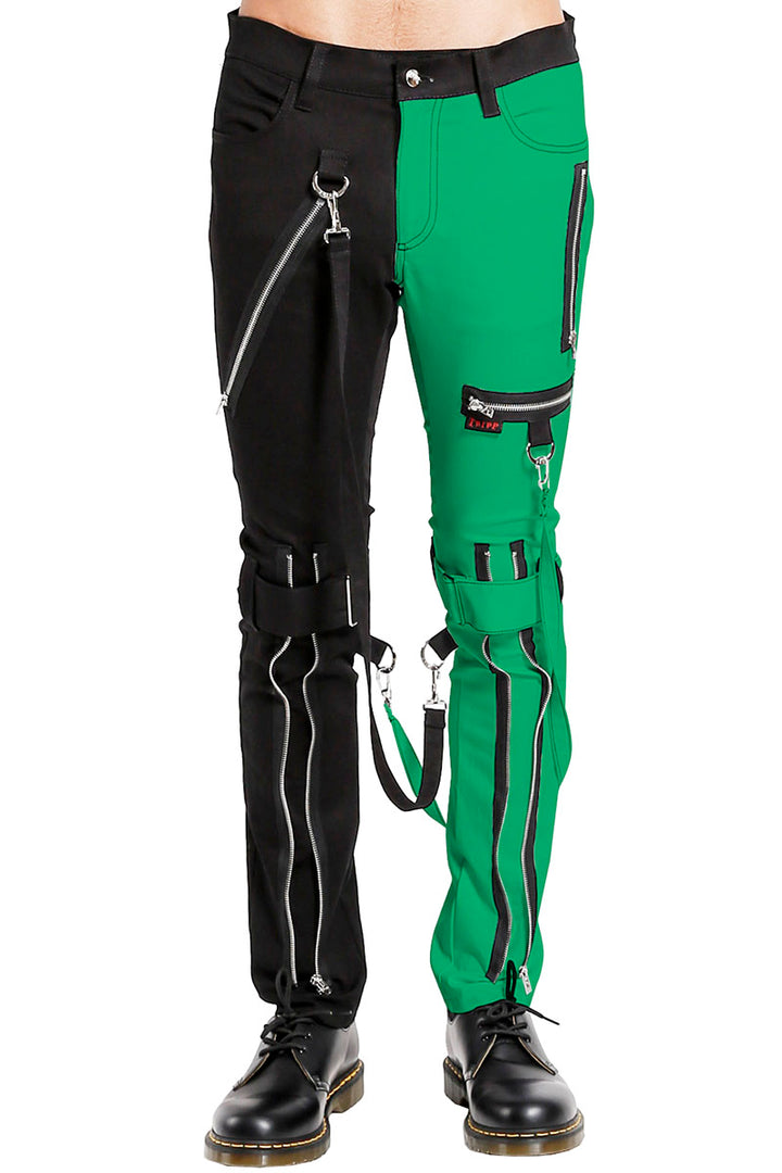 Tripp Split Leg Bondage Pants (Black / Green) - Vampirefreaks Store