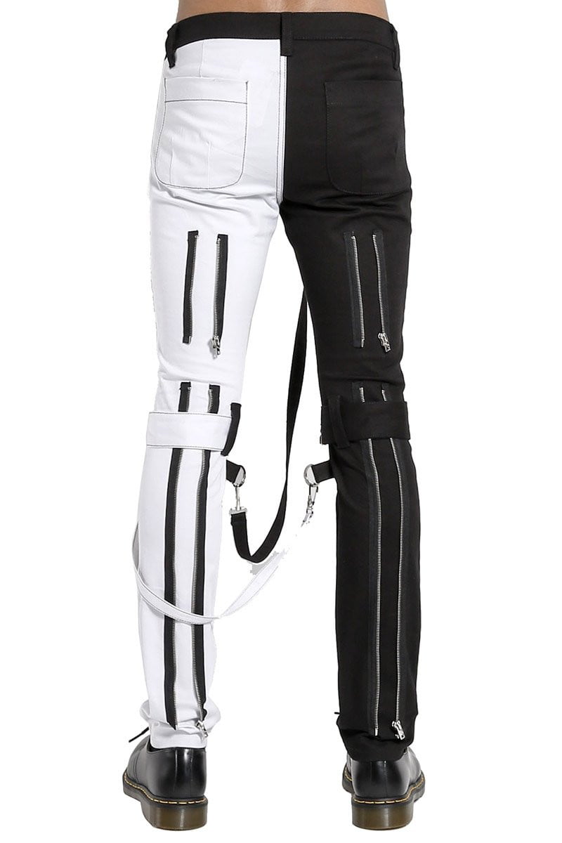 Tripp Split Leg Bondage Pants (Black / White) - Vampirefreaks Store