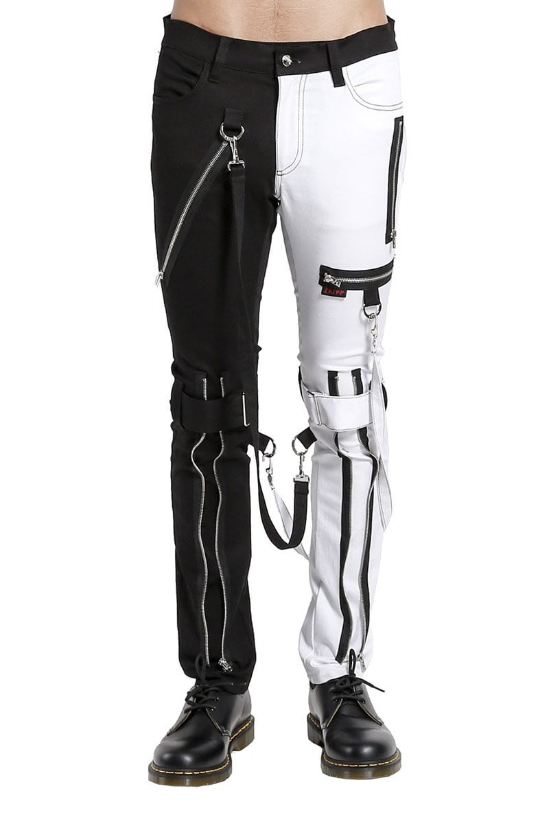 Tripp Split Leg Bondage Pants (Black / White) - Vampirefreaks Store