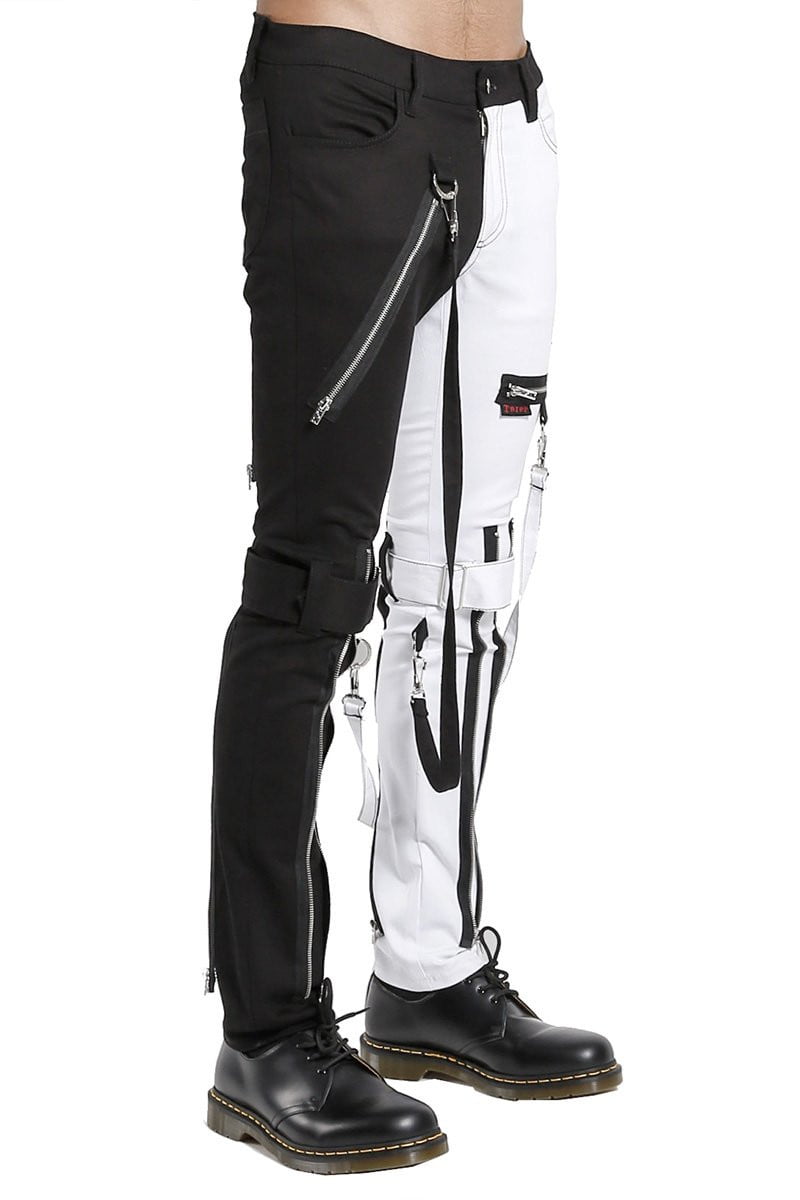 Tripp Split Leg Bondage Pants (Black / White) - Vampirefreaks Store