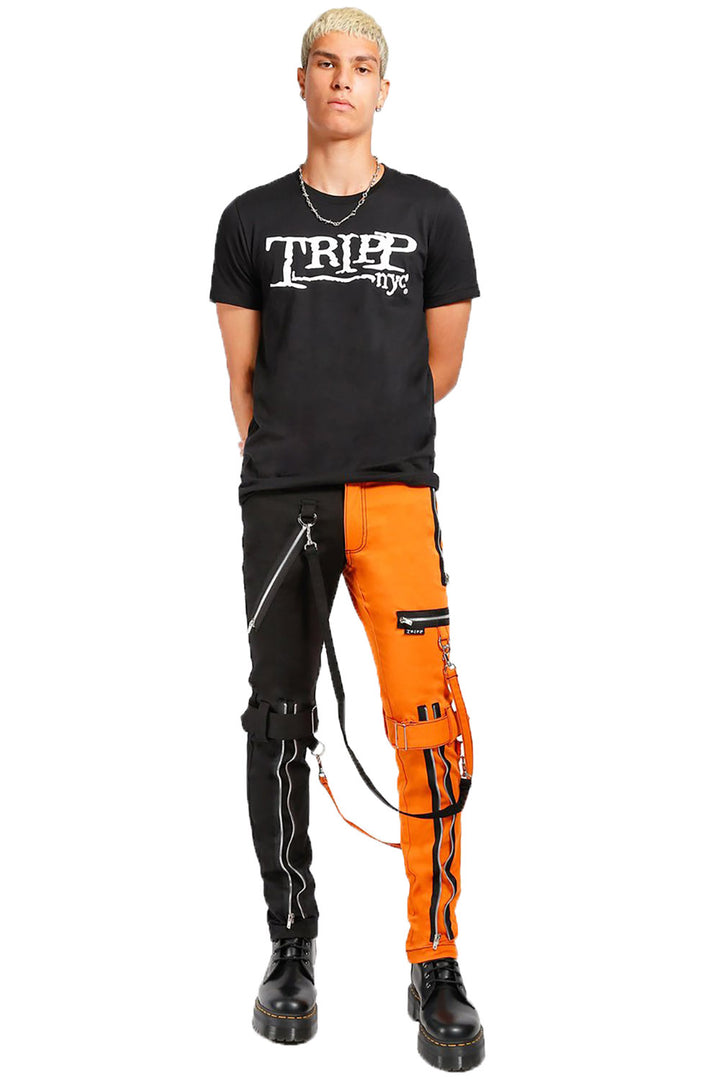 Tripp Split Leg Bondage Pants [Black/Orange]