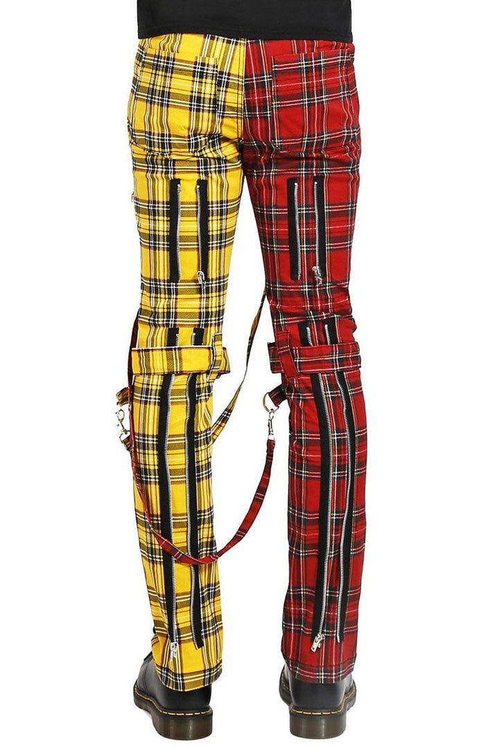 Tripp Split Leg Plaid Bondage Pants (Yellow / Red) - Vampirefreaks Store