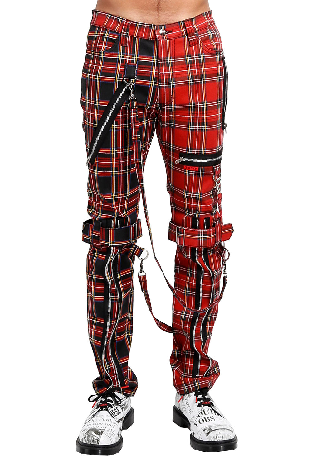 Tripp Split Leg Bondage Pants [Red/Black Plaid] – VampireFreaks