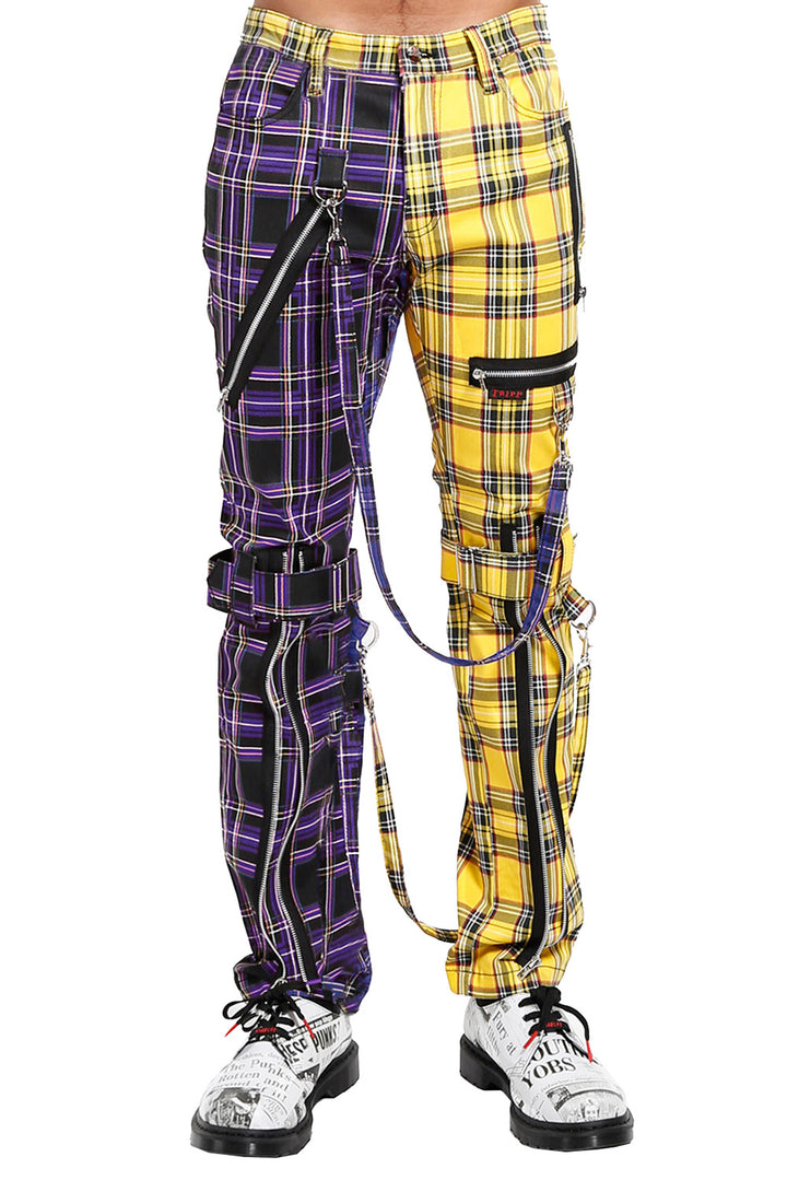 mens purple and yellow pants