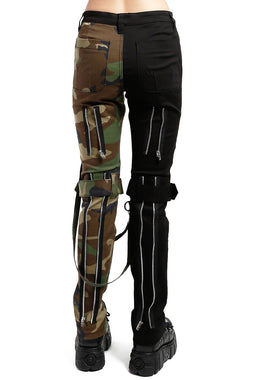Unisex Split Leg Bondage Pants [Black/Camouflage]