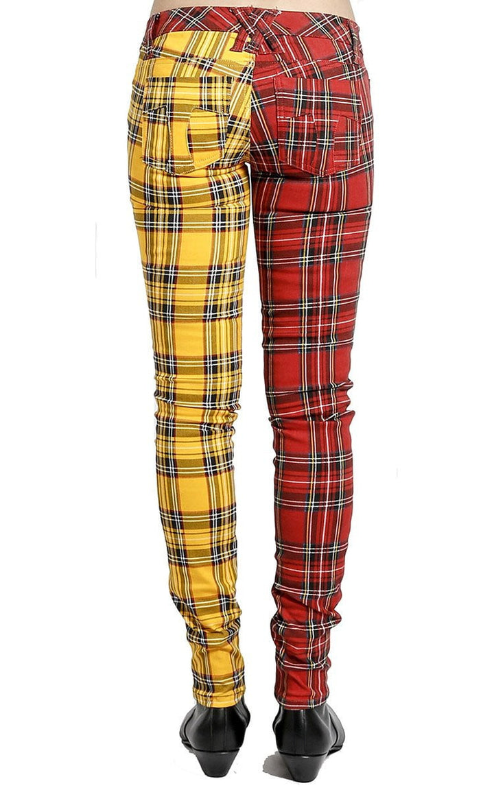 Trip Split Personality Plaid Jeans (Yellow/Red) - Vampirefreaks Store