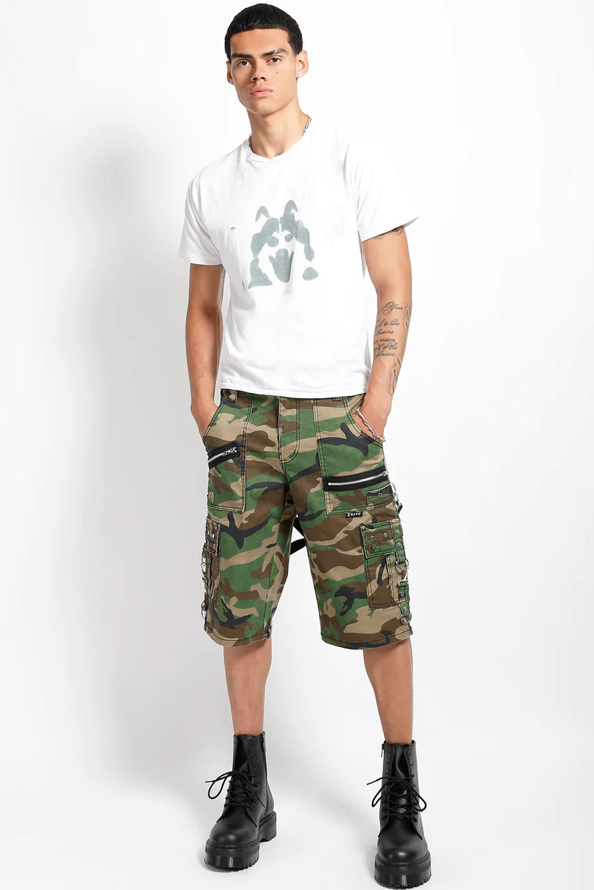 army green punk baggy cargo shorts