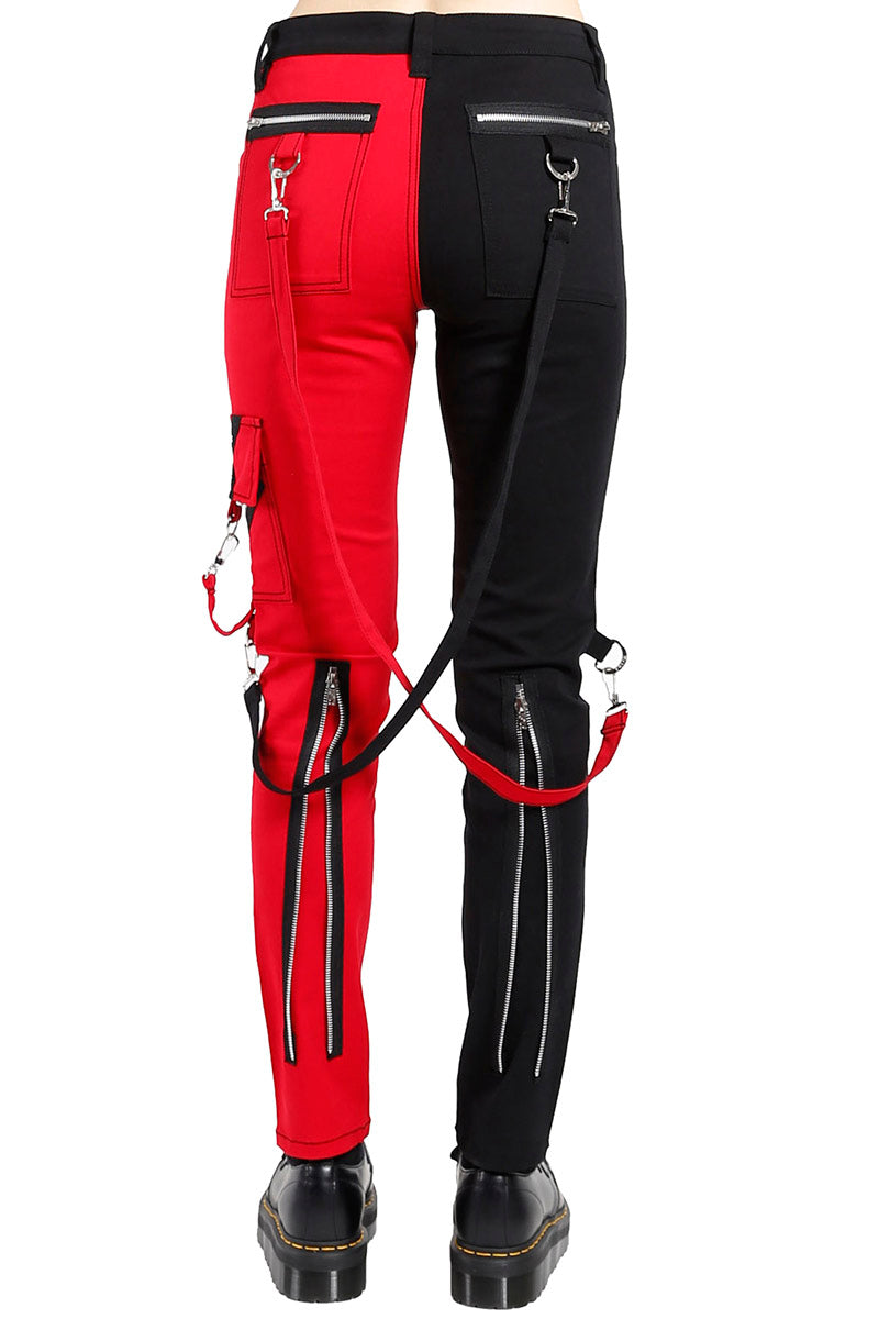 Tripp Ladies Split Leg Bondage pants (Black / Red) - Vampirefreaks Store