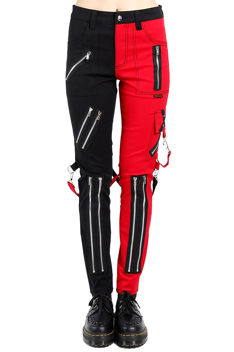 Tripp Ladies Split Leg Bondage pants (Black / Red) - Vampirefreaks Store