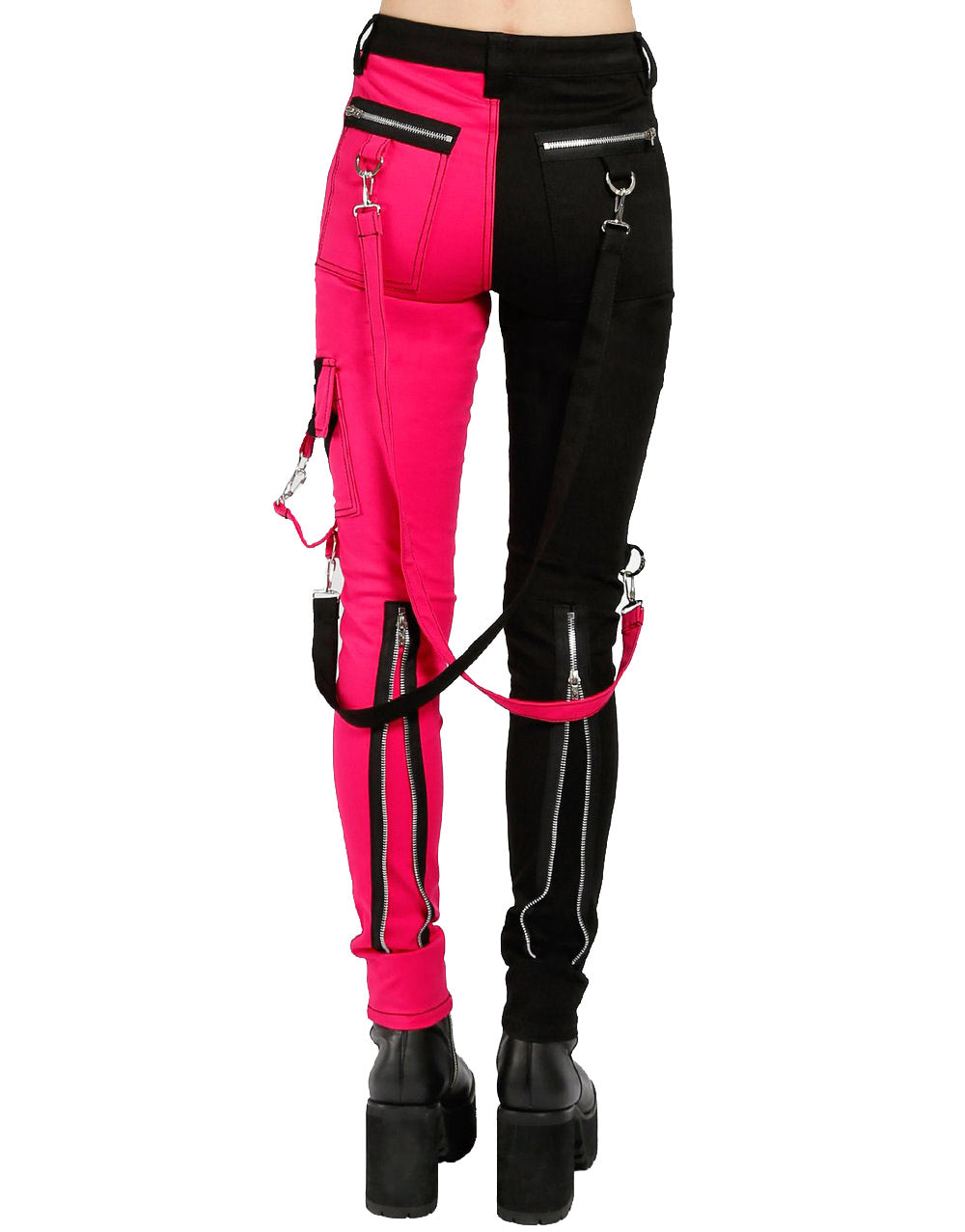 Tripp Ladies Split Leg Bondage Pants [Black/Pink]