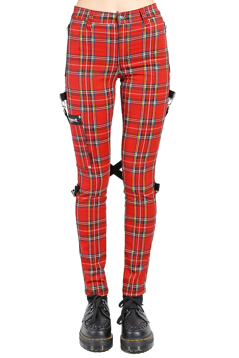 Tripp Ladies Chaos Bondage Pants [Red Plaid] - Vampirefreaks Store