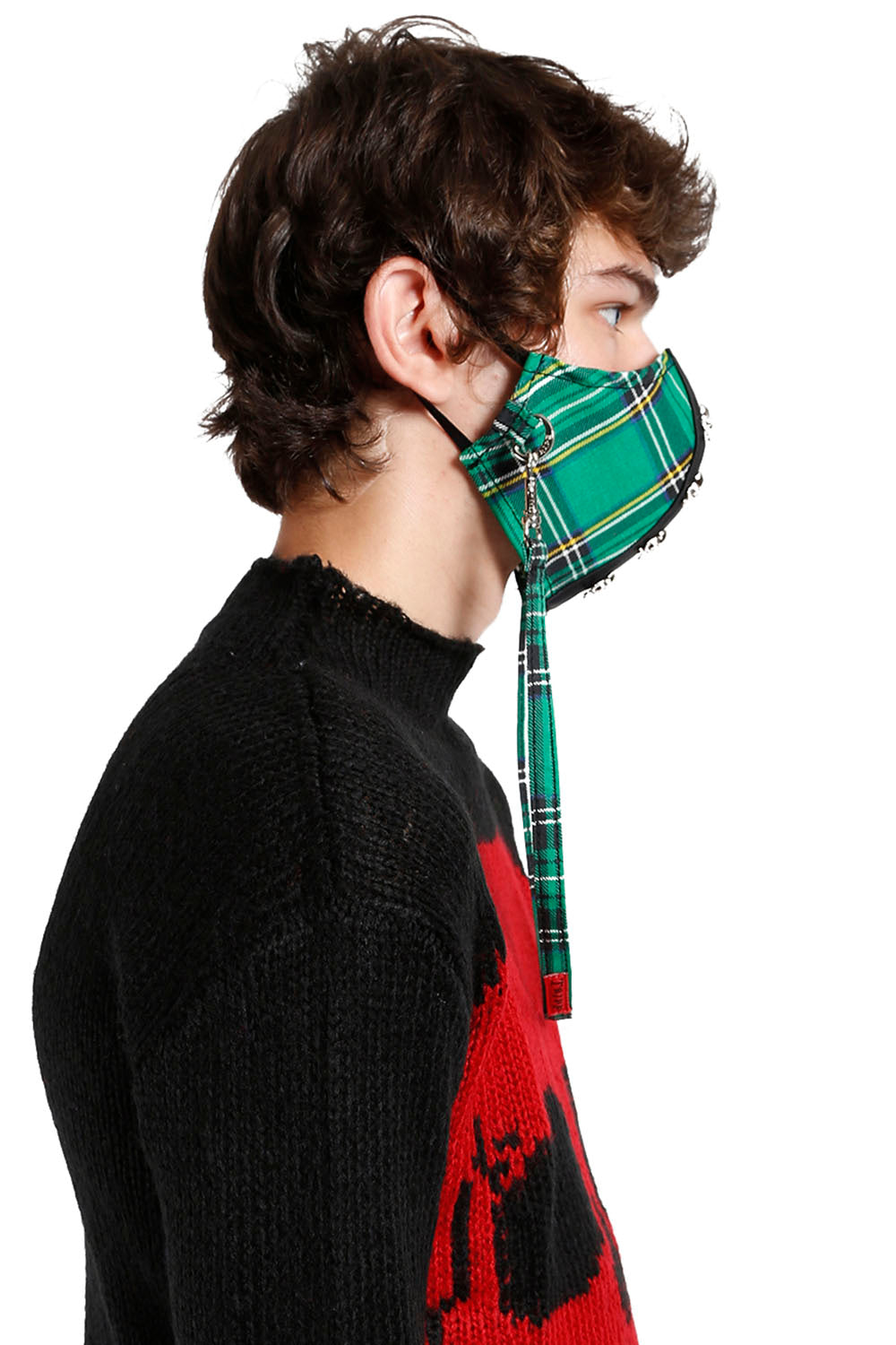 Tripp Skull Studs Face Mask [Green Plaid]