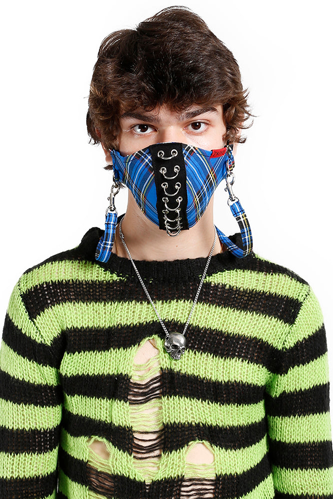 Tripp Piercing Face Mask [Blue Plaid]