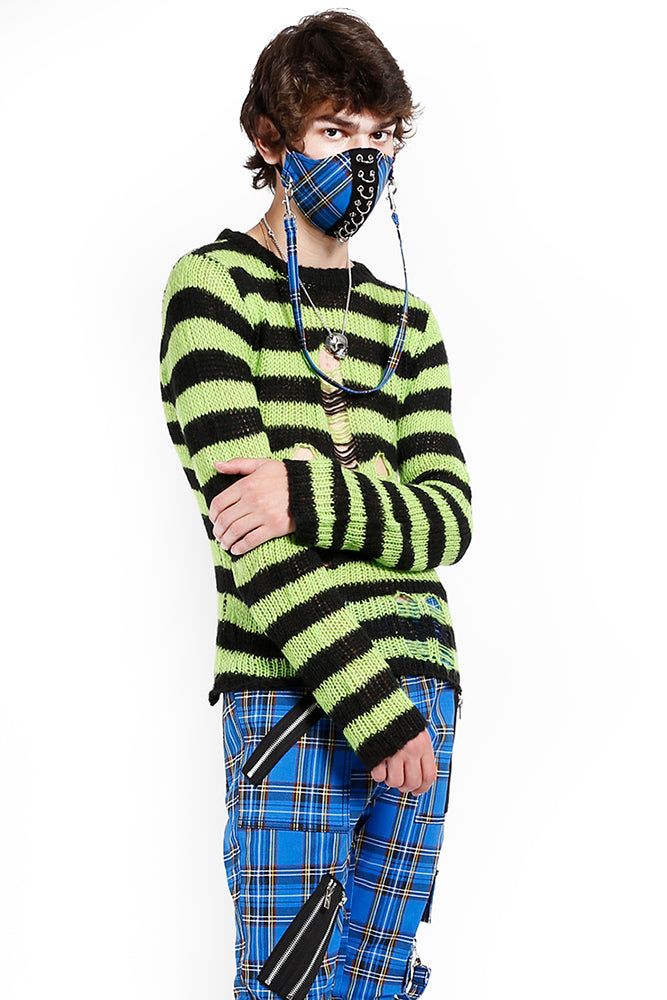 Tripp Piercing Face Mask [Blue Plaid]