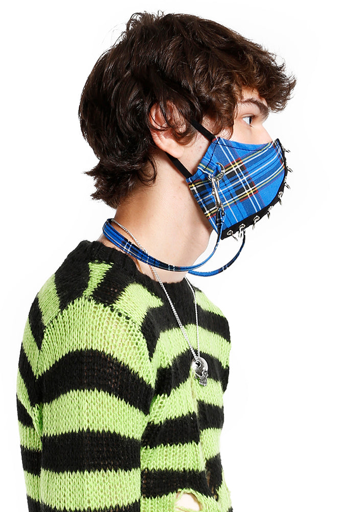 Tripp Piercing Face Mask [Blue Plaid]