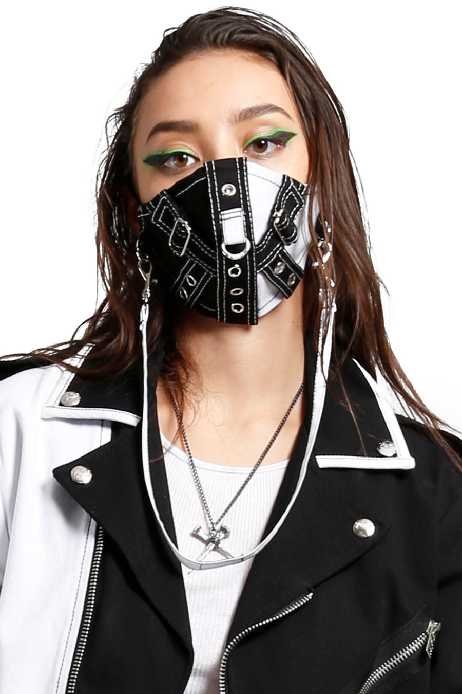 Split Strap Face Mask [Black/White]