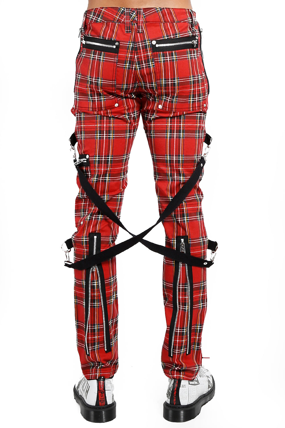 Lars Amadeus Men's Regular Fit Flat Front Classic Plaid Suit Pants Red 30 :  Target