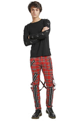 Tripp Mens Red Plaid Bondage Pants - Vampirefreaks Store