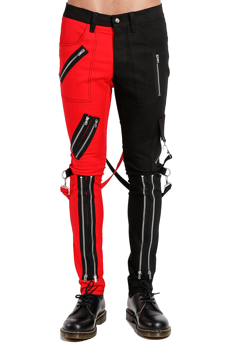 Tripp NYC Split Leg Bondage pants (Black / Red) - Vampirefreaks Store
