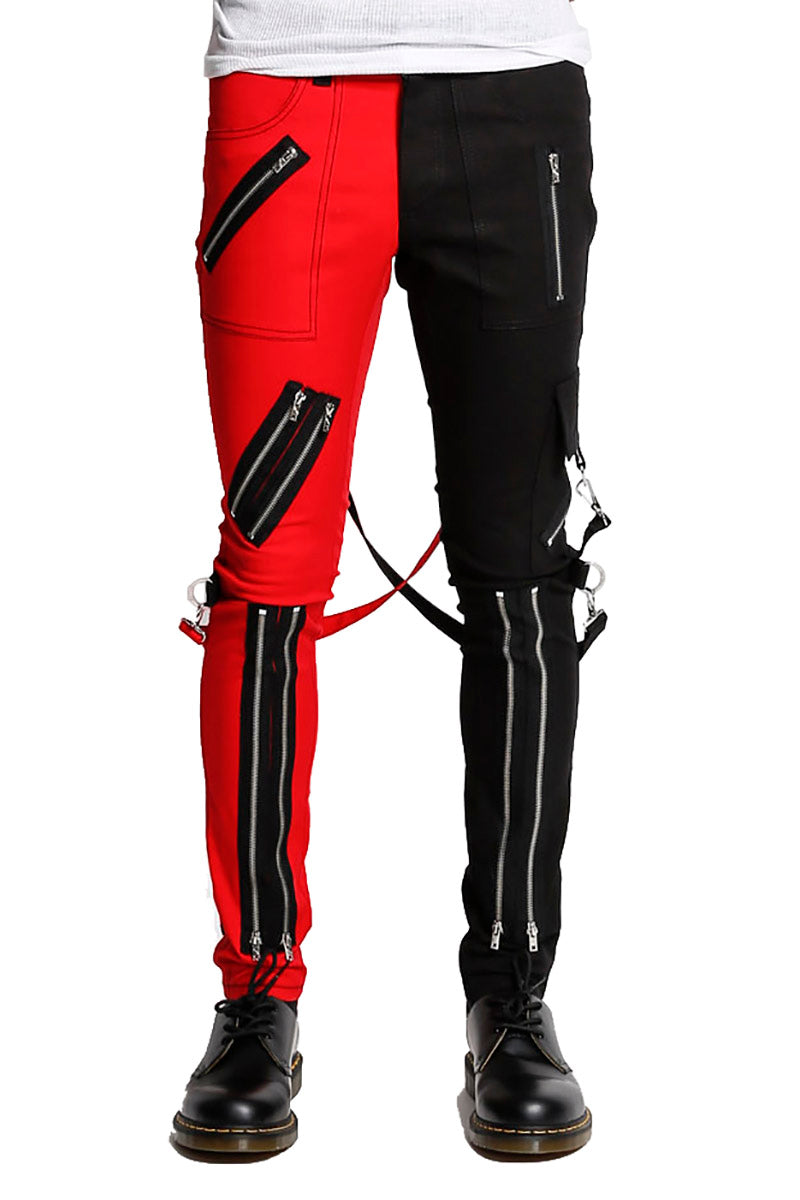 Tripp NYC Split Leg Bondage pants (Black / Red) - Vampirefreaks Store