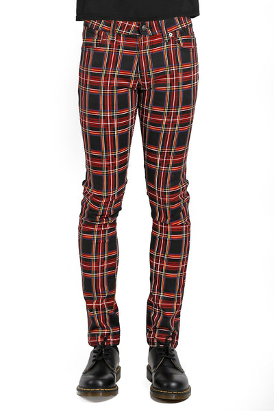 Red and black hot sale checkered jeans