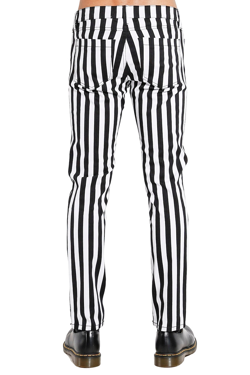 Tripp NYC Black/White Stripe Rocker Jeans - Vampirefreaks Store