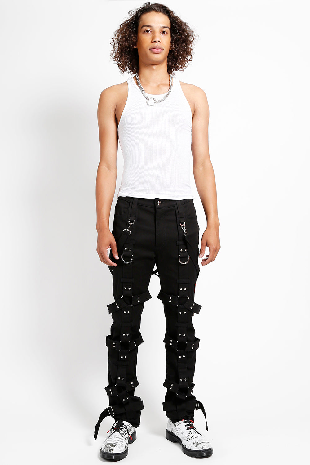 Gothic Men's Black Tripp Harness Pants: Embrace Your Individuality