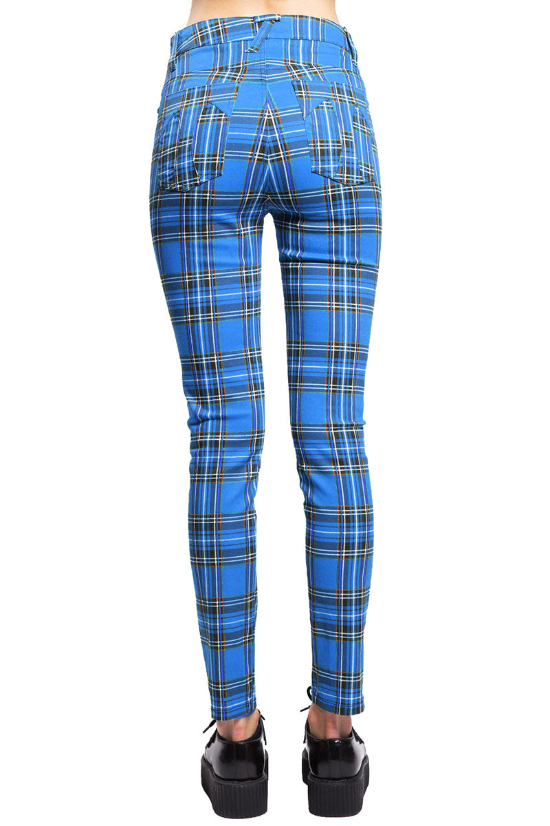 Tripp Womens High-Waist Blue Plaid Pants - Vampirefreaks Store