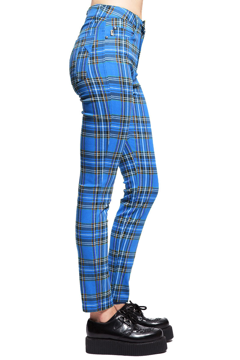 Tripp Womens High-Waist Blue Plaid Pants - Vampirefreaks Store