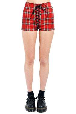Tripp NYC High Waist Corset Shorts [Red Plaid]