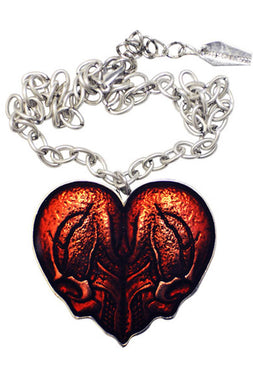 Red Skull Heart Necklace