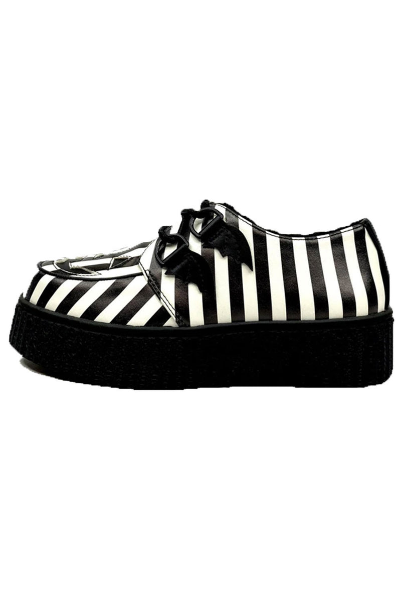 Krypt Jack Stripe Creepers [Black/White] VampireFreaks