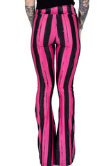 Gestreifte Schlaghose Hellz Bellz im Used-Look [SCHWARZ/ROSA]