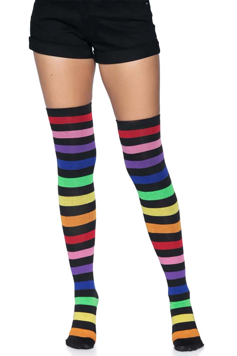 Emo Rainbow Thigh High Socks