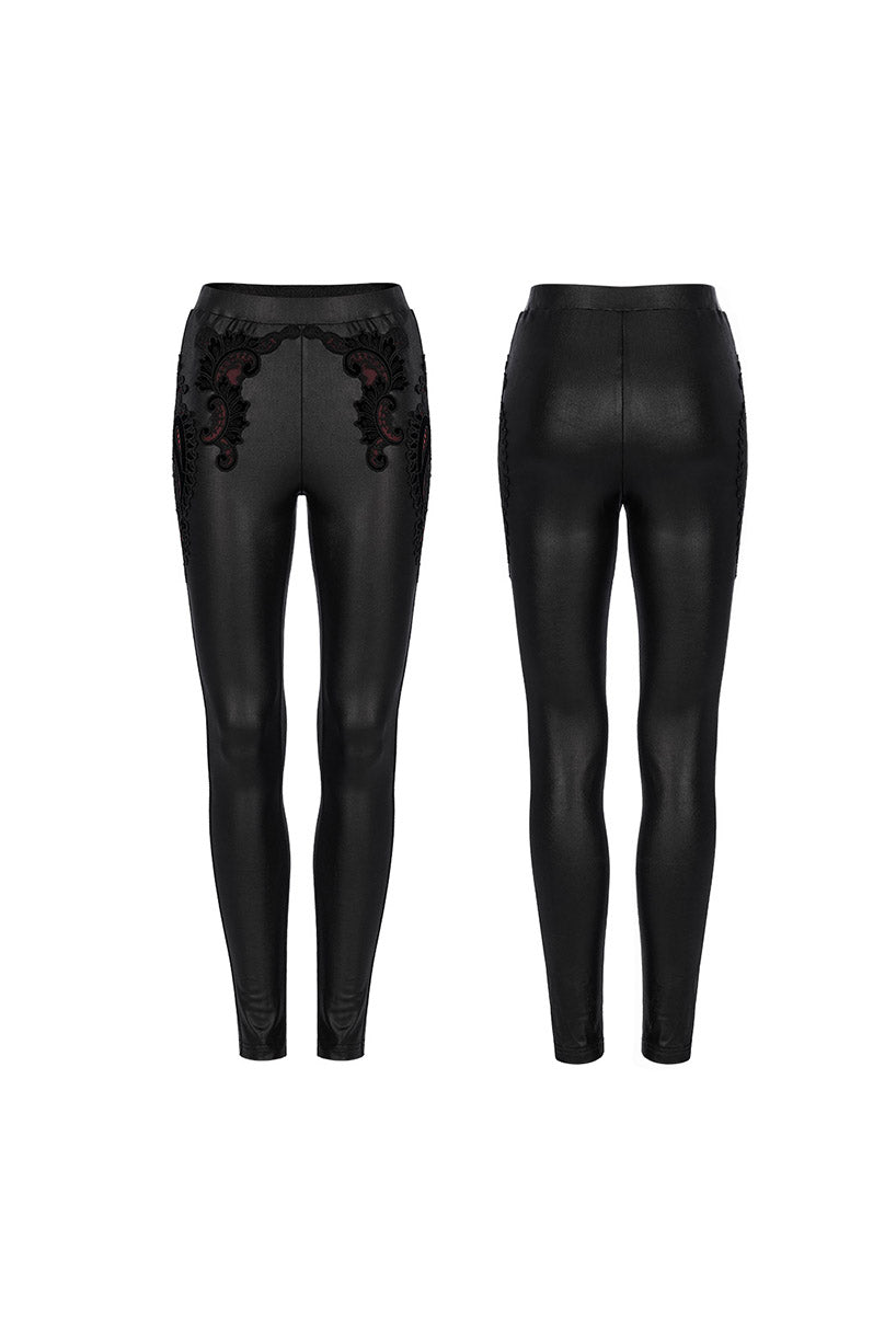 Leggings de efecto mojado con encaje líquido