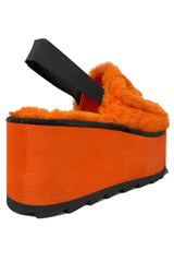 Lilly Jack-O-Lantern Platform Fur Slides [Orange]