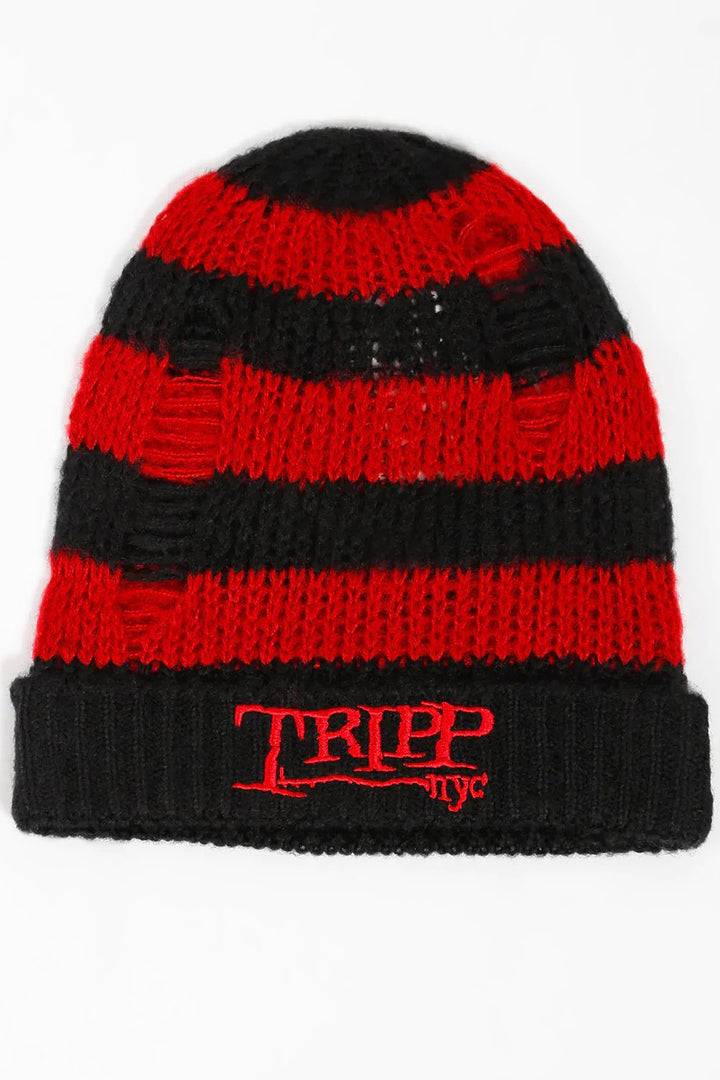 Tripp NYC Stripe Beanie [RED]