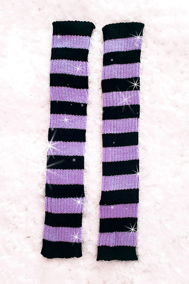 Once Upon a Stripe Leg Warmers [Purple/Black]