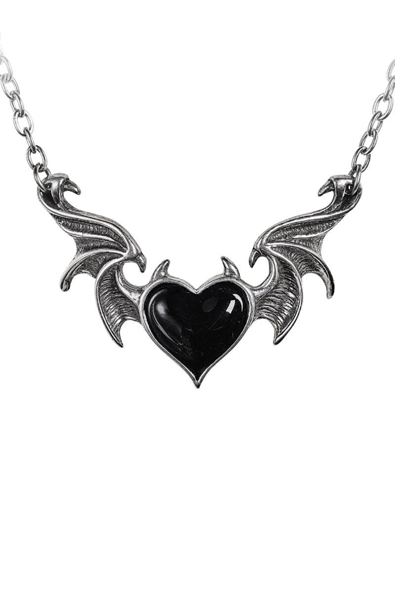 Goth Heart Bat Necklace